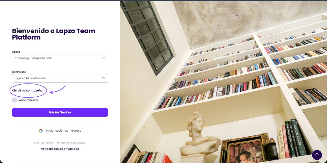 Cómo recuperar o restablecer la contraseña desde APP y Web - paso 1