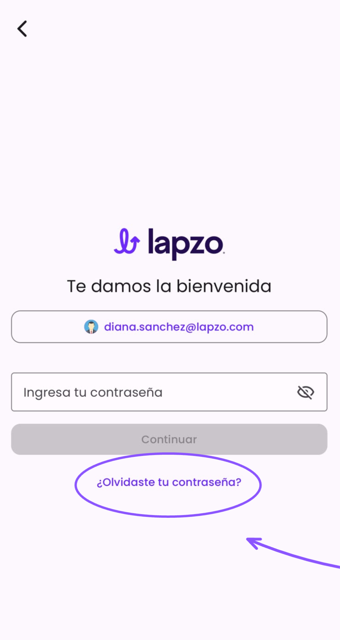 Cómo recuperar o restablecer la contraseña desde APP y Web - paso 1