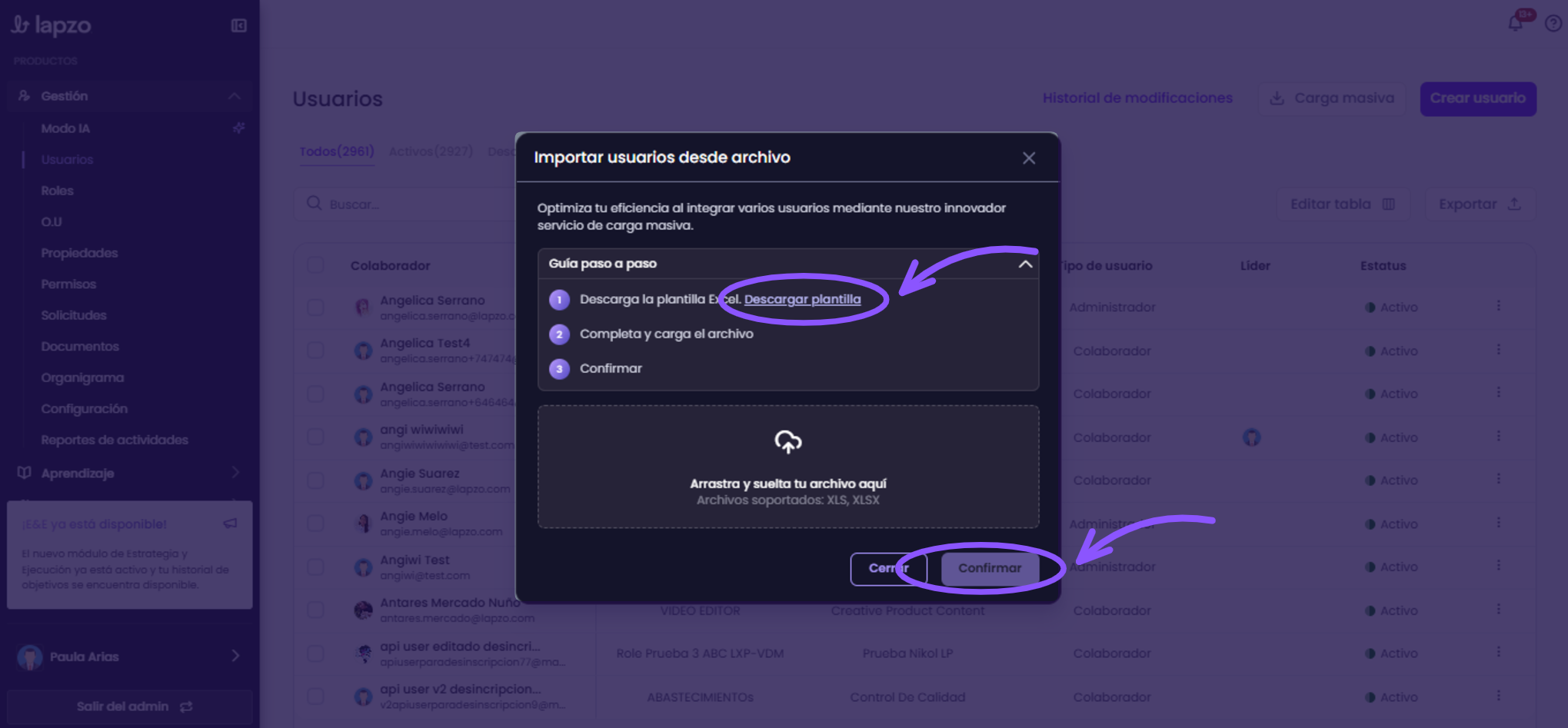 Cómo descargar y completar la plantilla de carga masiva - paso 3