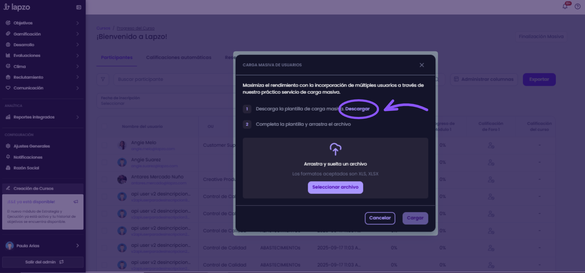 Cómo finalizar cursos de forma masiva - paso 3