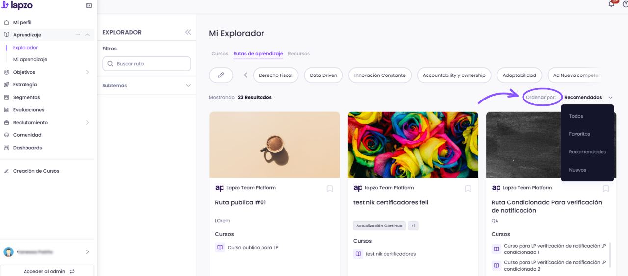 Cómo encontrar e inscribirte a una ruta de aprendizaje (LP) desde el Explorador de Cursos - paso 2