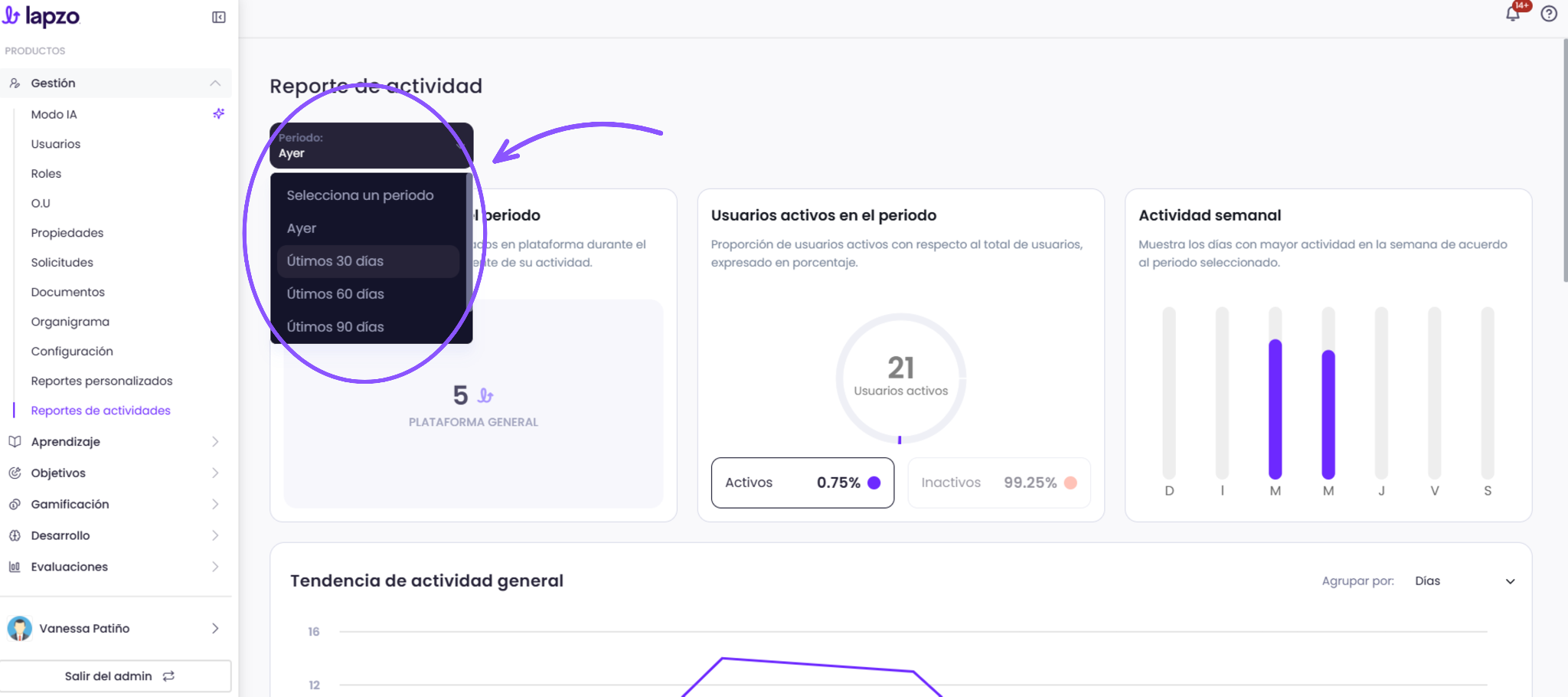 Cómo verificar la actividad de tus usuarios a través del reporte de actividad - paso 2