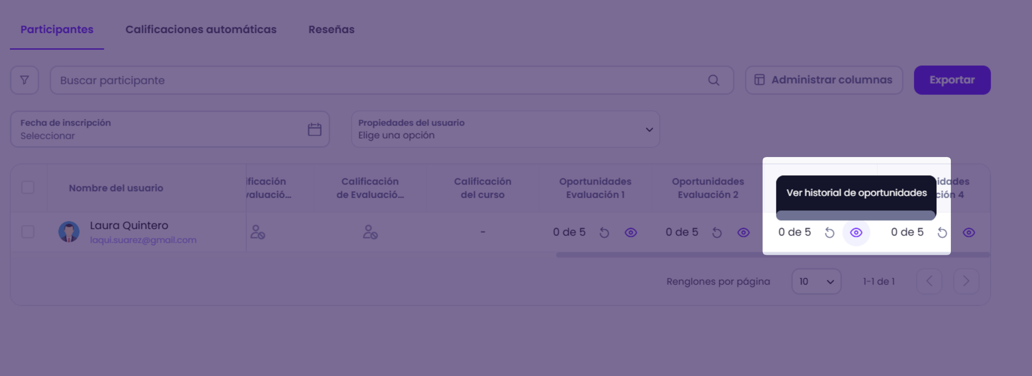 Cómo reiniciar oportunidades de evaluación en un curso propio en Lapzo - paso 7