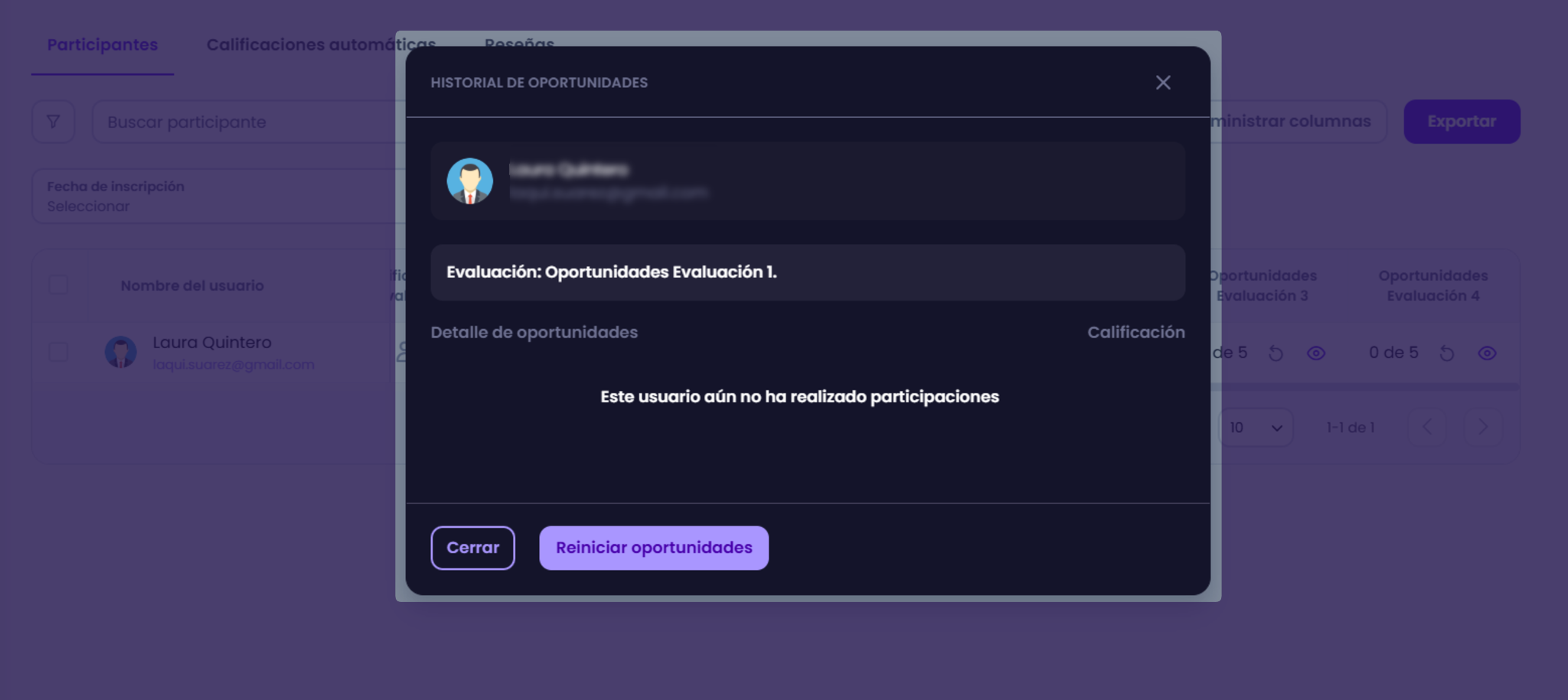 Cómo reiniciar oportunidades de evaluación en un curso propio en Lapzo - paso 6