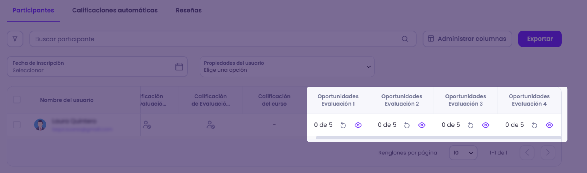 Cómo reiniciar oportunidades de evaluación en un curso propio en Lapzo - paso 5