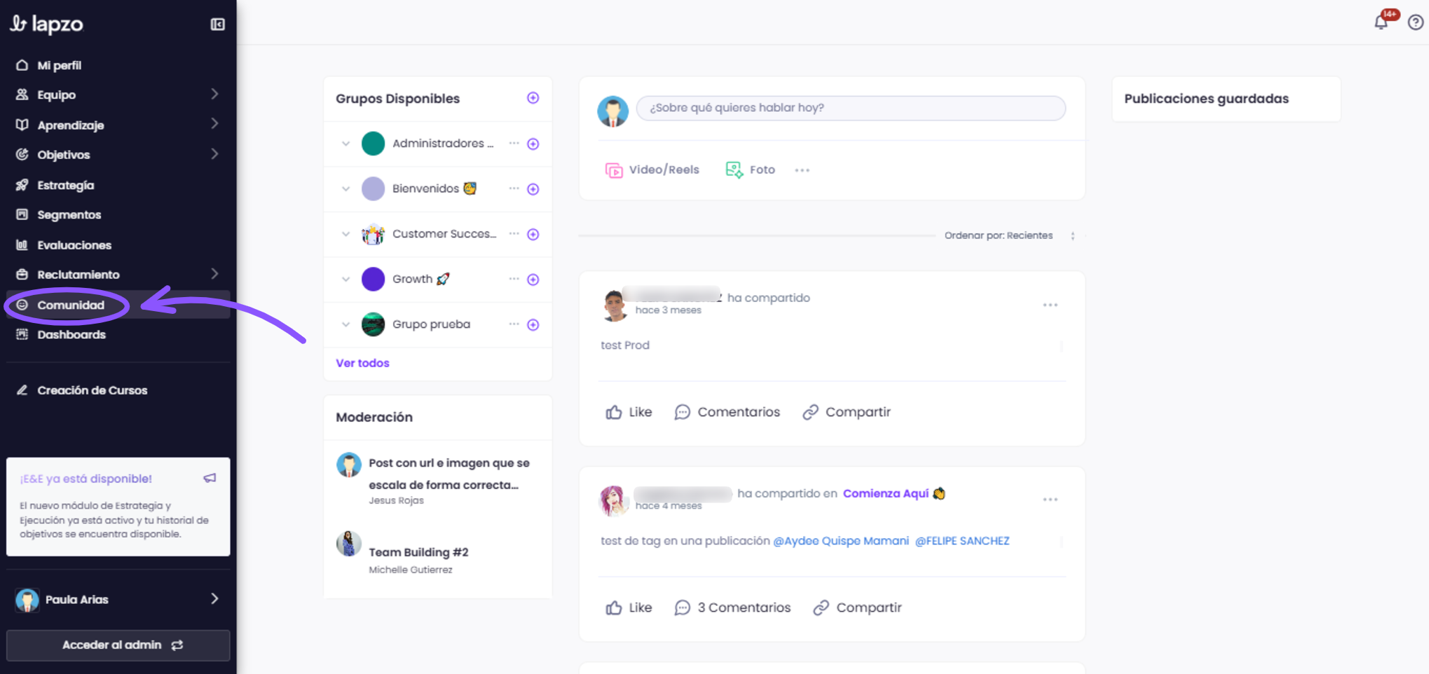 Conoce la Comunidad: publica, comenta y participa en grupos - paso 1