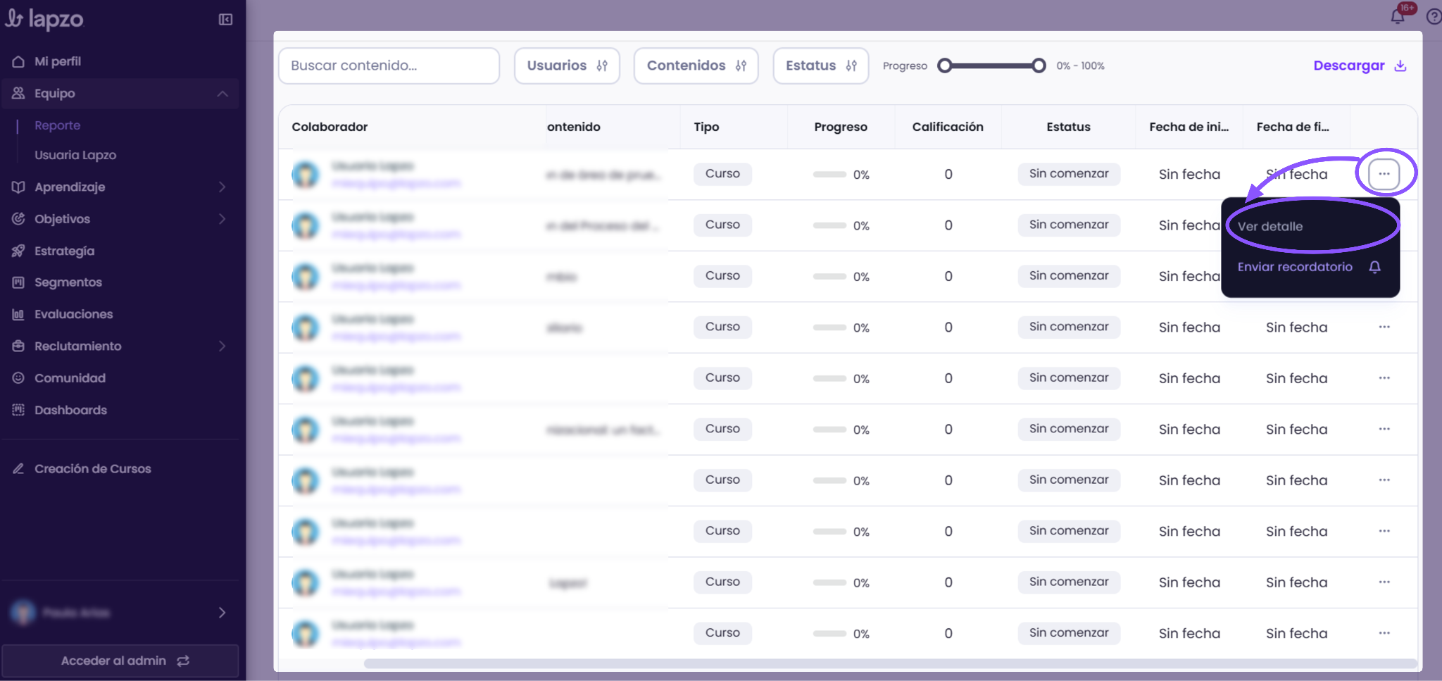 Cómo consultar el progreso de tu equipo (Mi equipo) - paso 5