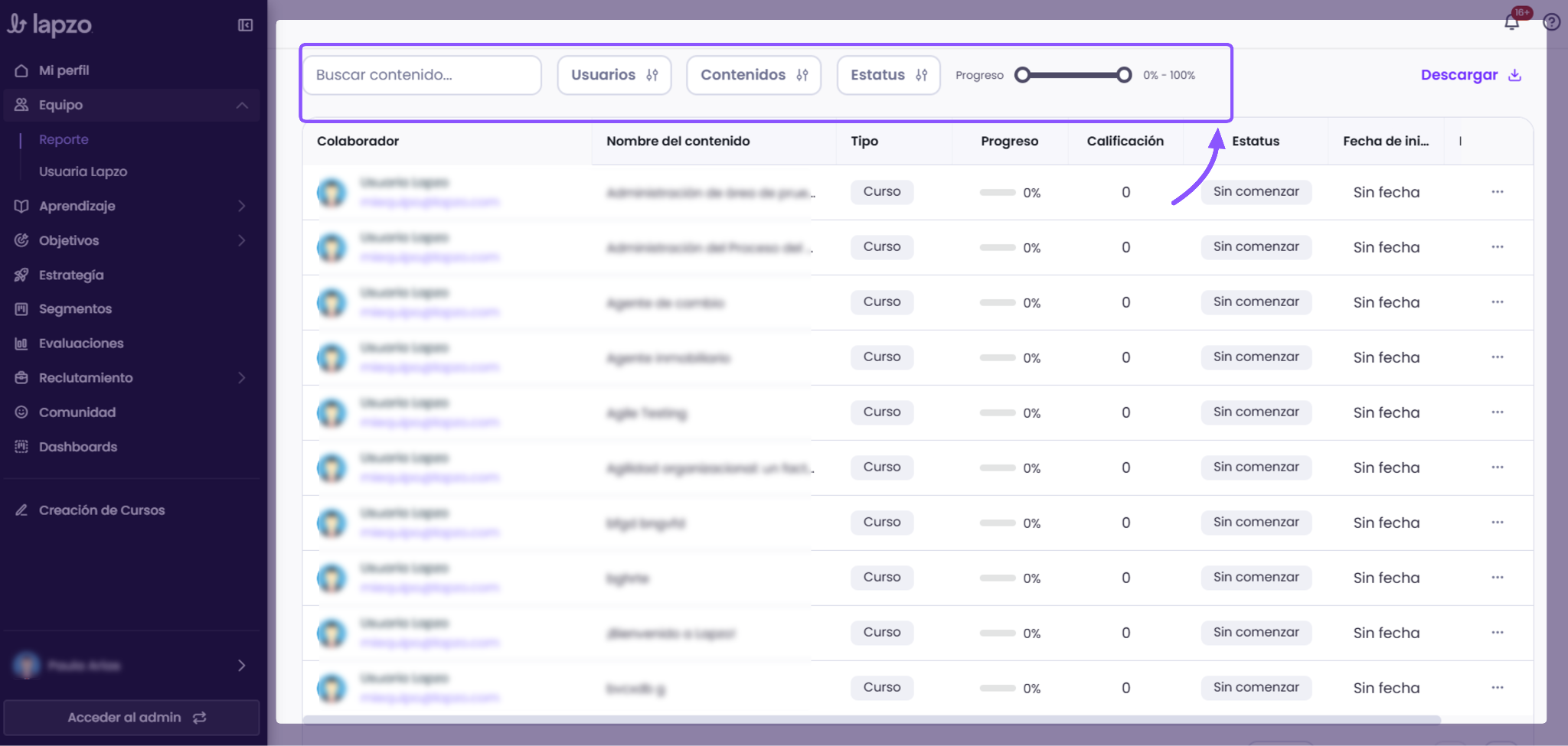 Cómo consultar el progreso de tu equipo (Mi equipo) - paso 4