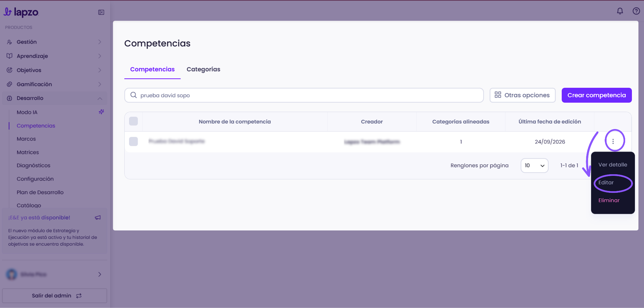 Cómo crear y gestionar competencias en Lapzo - paso 5