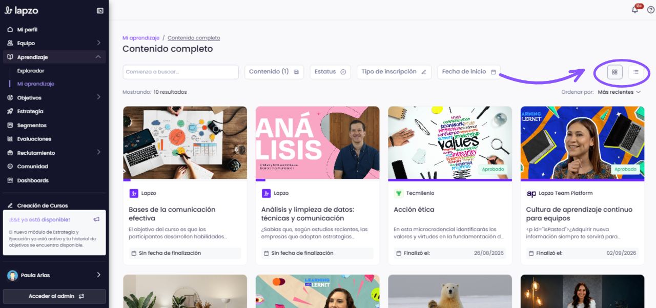 Conoce Mi Aprendizaje: gestiona tus cursos y rutas - paso 4