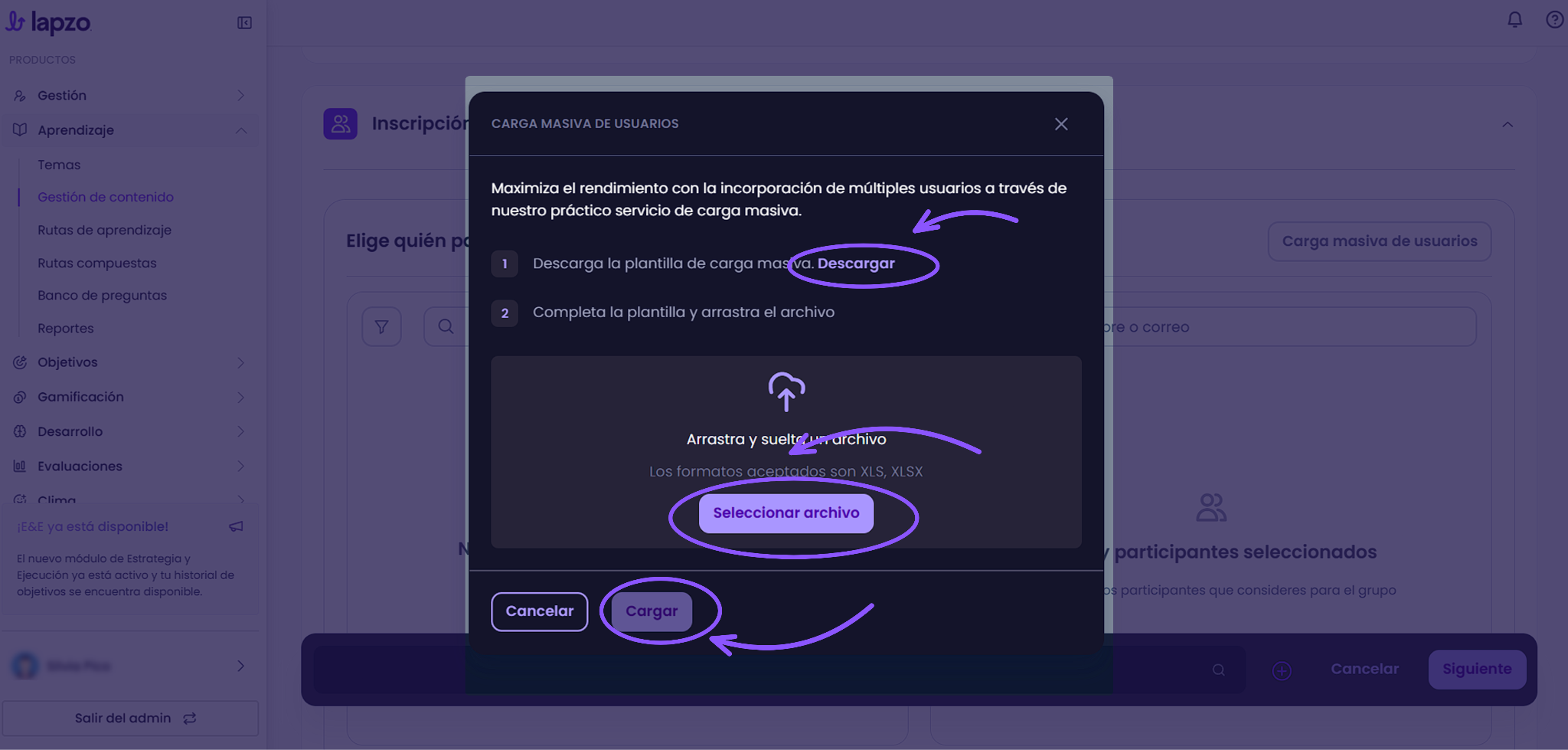 Cómo gestionar grupos de colaboradores en un curso en Lapzo - paso 6
