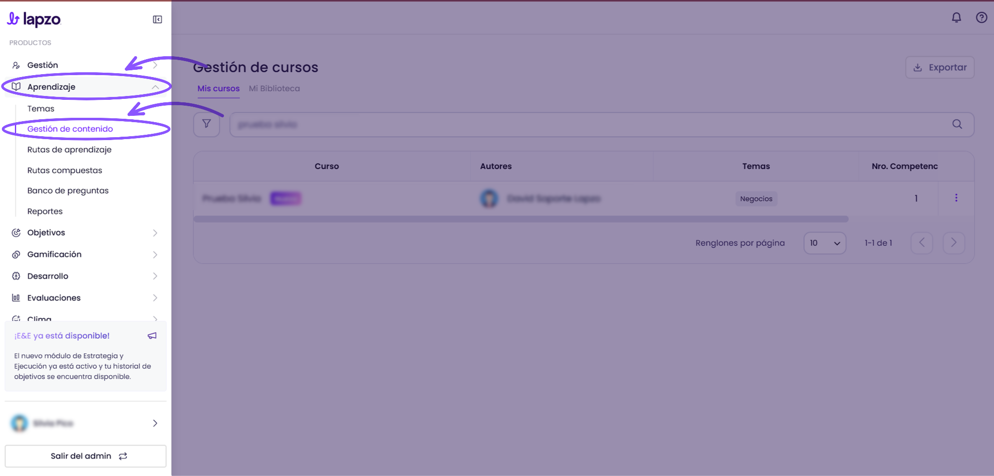Cómo gestionar grupos de colaboradores en un curso en Lapzo - paso 1