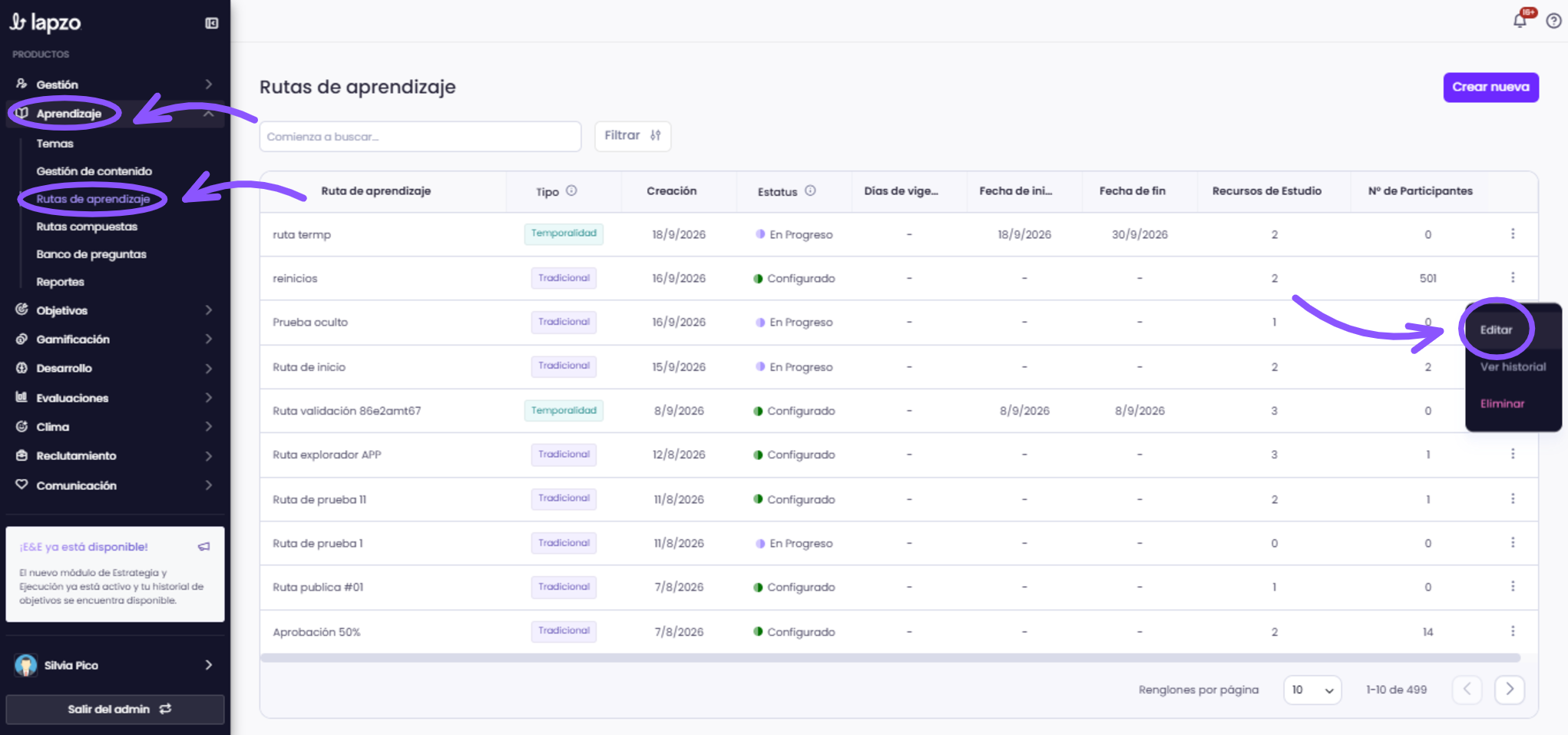 Cómo activar la desinscripción automática de contenidos - paso 1